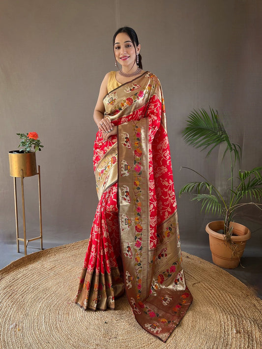 Red Colour Paithani Soft Silk Saree