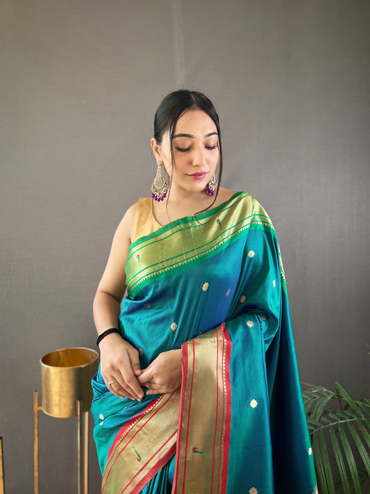 Rama Kamal Paithani Silk Woven Saree