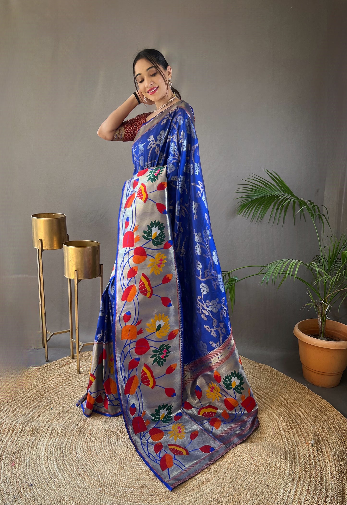 Voilet Pure Soft Paithani Silk Saree