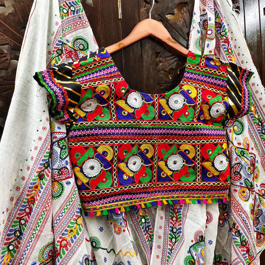 Black Pure Heavy Rayon Cotton With Lehriya Golden Print And Heavy Work Border Real Mirror Work Navratri Lehenga Choli