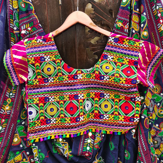 Pink Pure Heavy Rayon Cotton With Lehriya Golden Print And Heavy Work Border Real Mirror Work Navratri Lehenga Choli