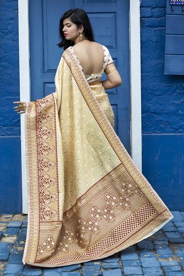 Off White Banarasi Silk Saree Collection