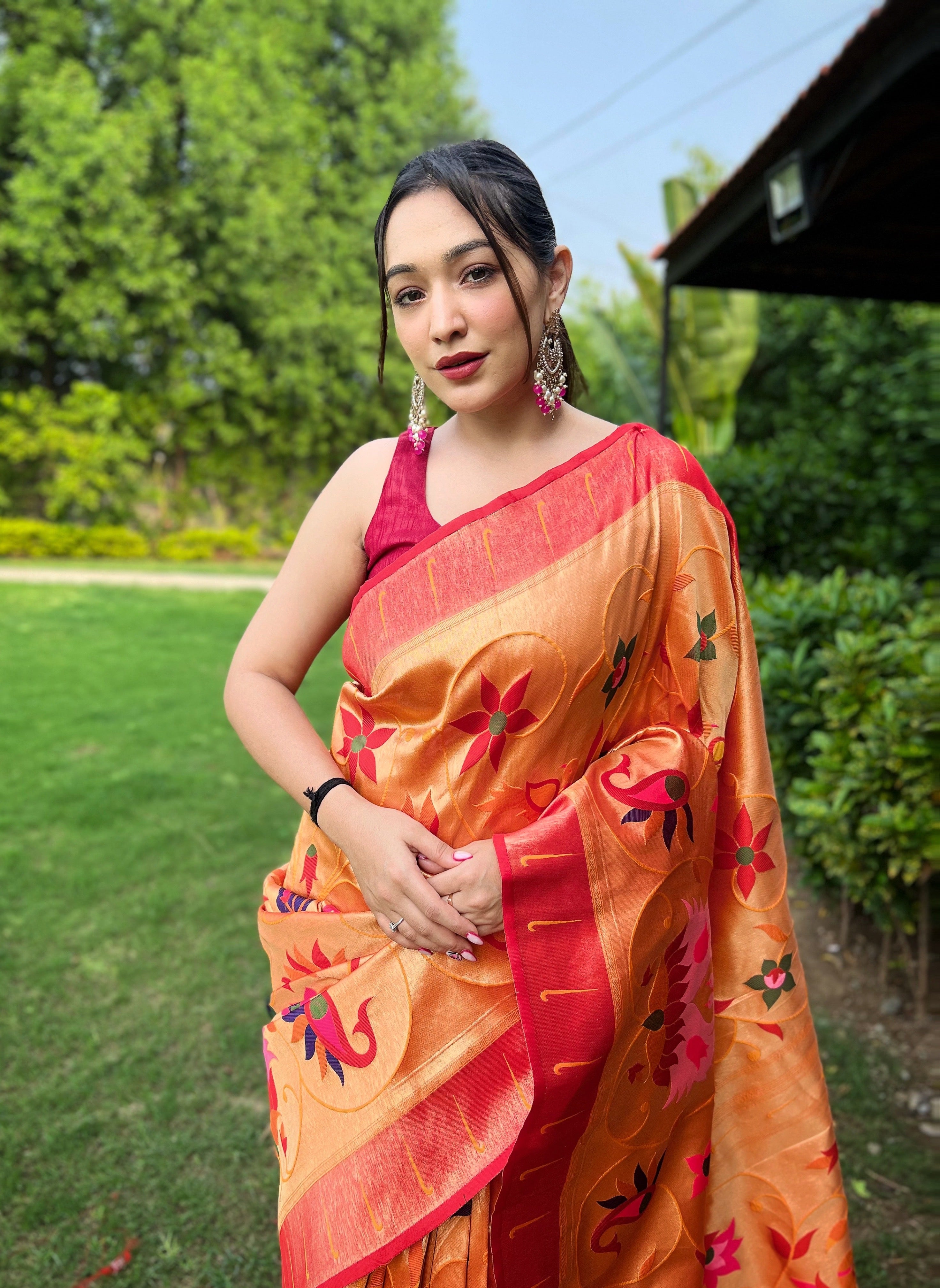YELLOW PURE PAITHANI WITH ALL OVER ZARI AND MEENAKARI WEAVES SAREE