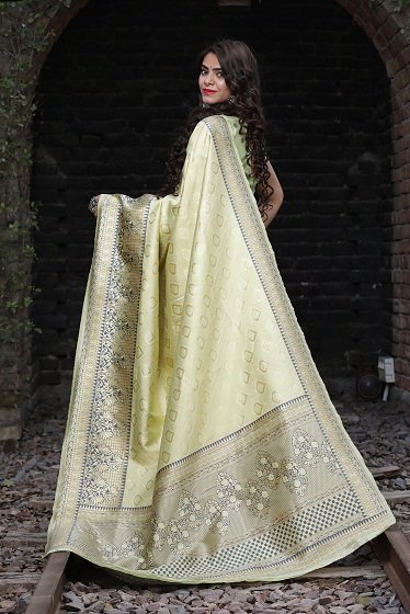 Pista Banarasi Weaving Silk Saree Collection
