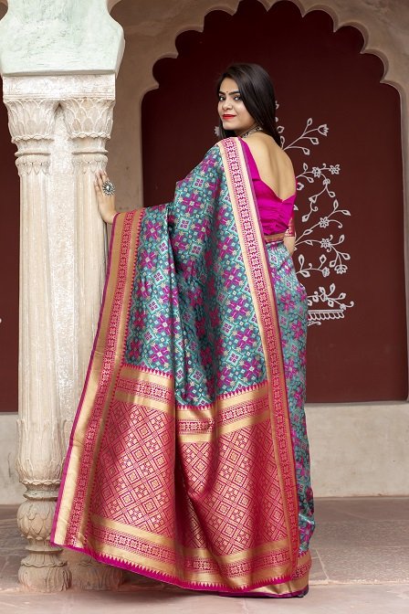 Grey Banarasi Silk Party Wear Saree Collection