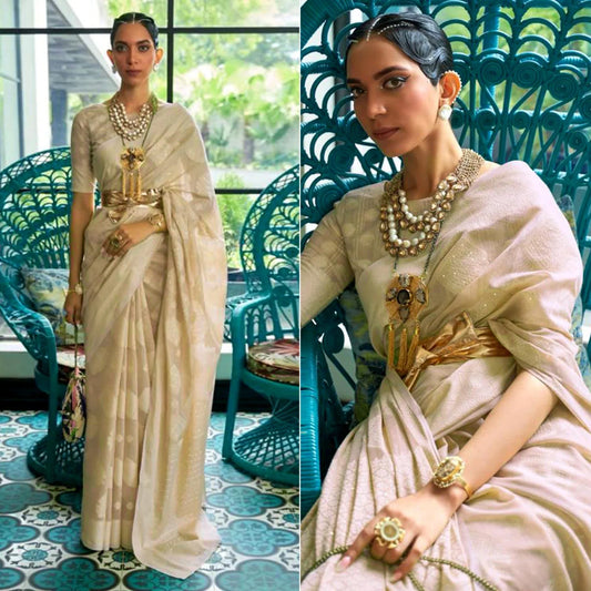 Brown Woven- Sequence Handloom Silk Saree