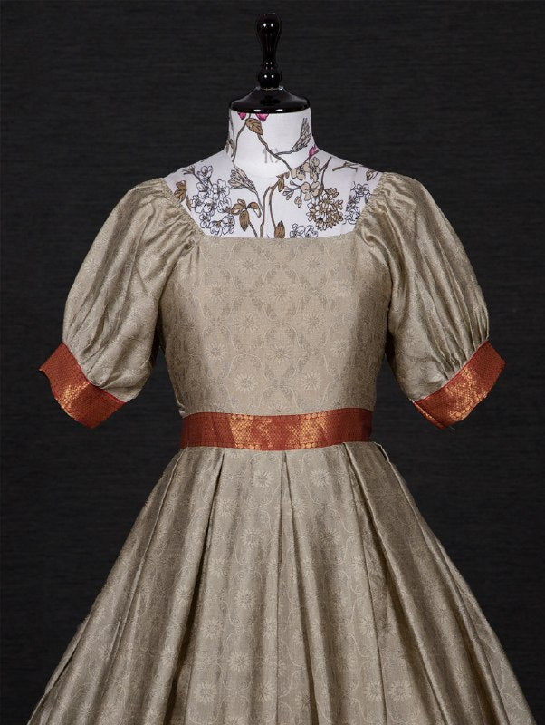 Gray Color Weaving Zari Work Silk Fabric Gown