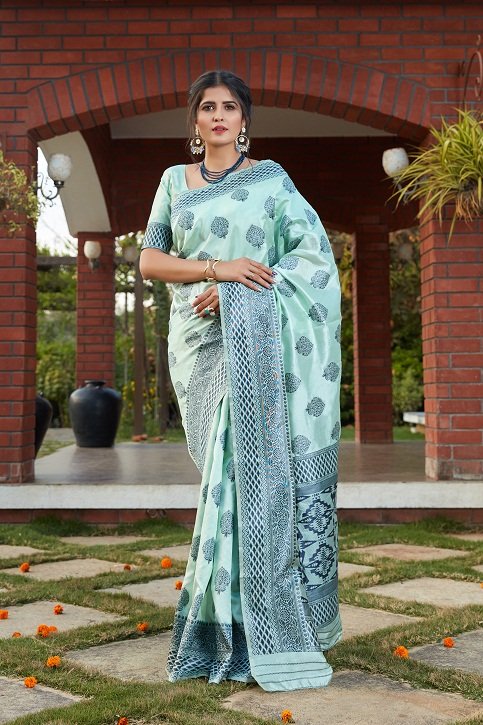 Blue Banarasi Silk Work Saree Collection