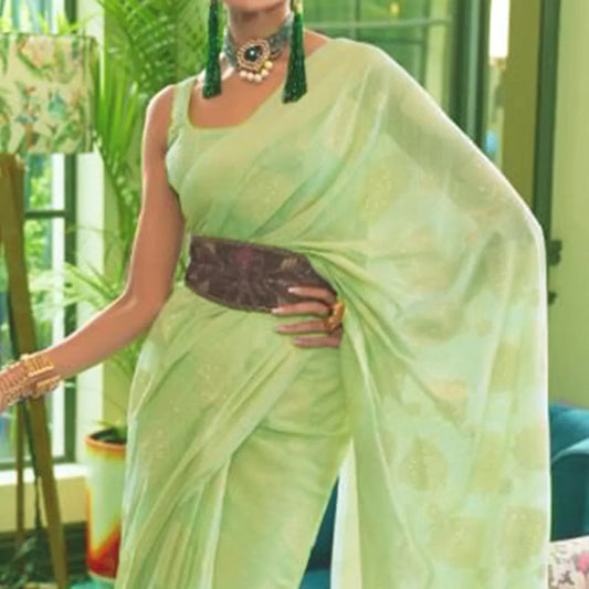 Green Woven- Sequence Handloom Silk Saree