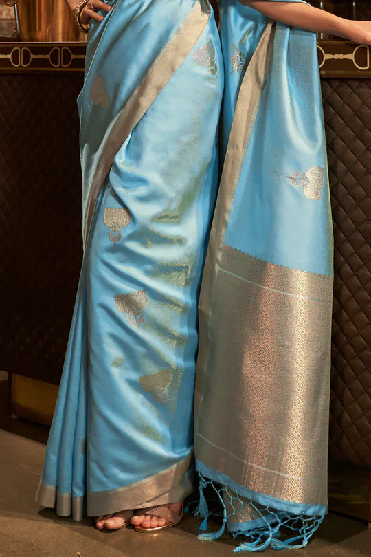 Baby Blue Kanjivaram Saree