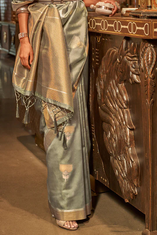 Gray Kanjivaram Saree