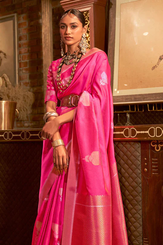Hot Pink Kanjivaram Saree