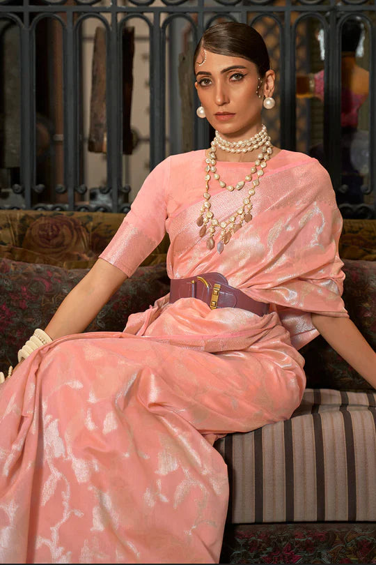 Peach Kanjivaram Saree