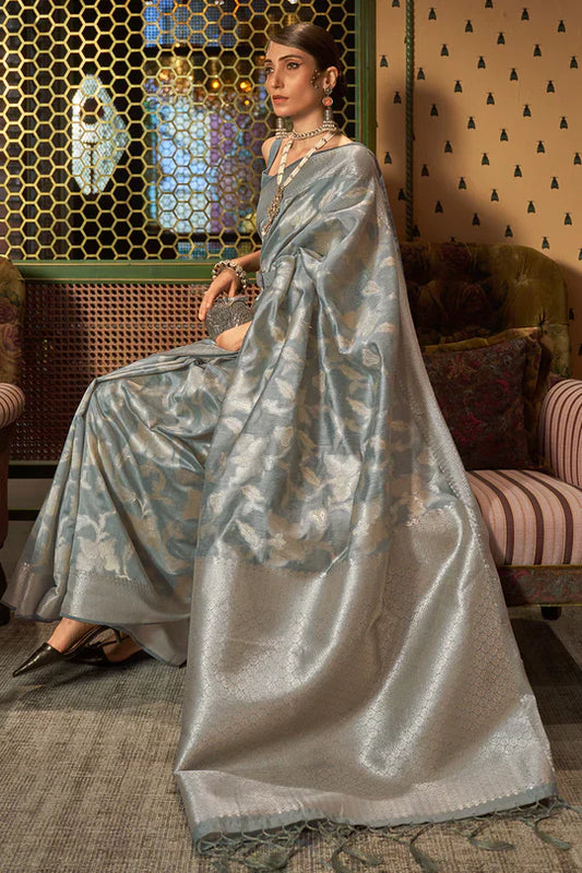 Pewter Grey Kanjivaram Saree