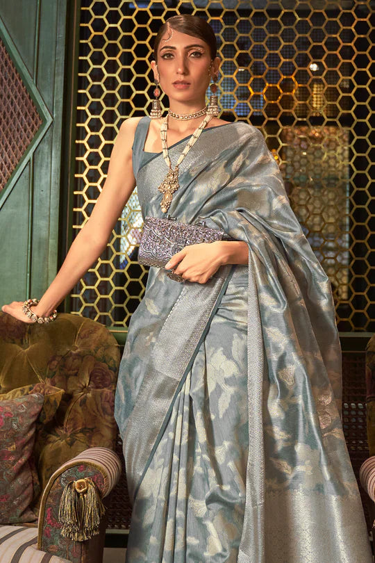Pewter Grey Kanjivaram Saree