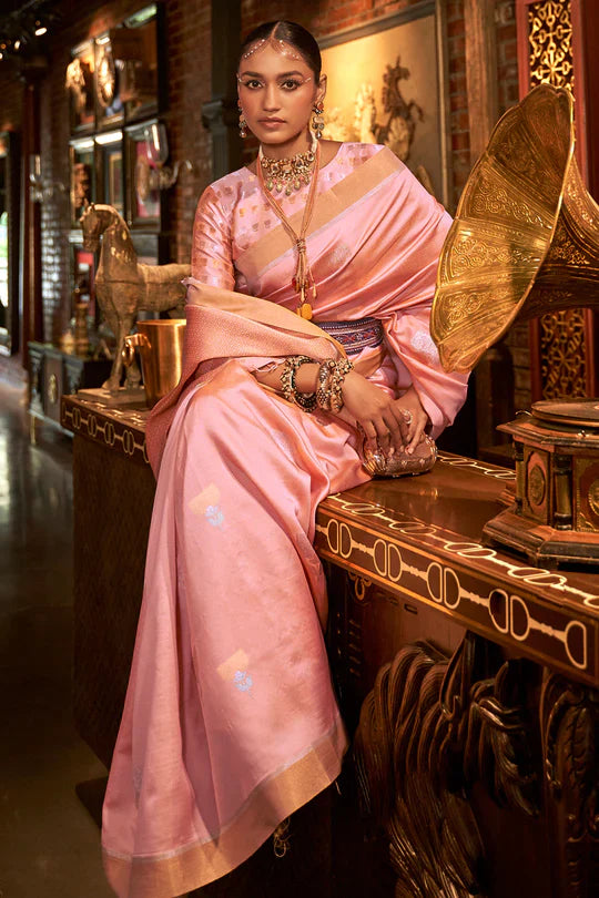 Rose Pink Kanjivaram Saree