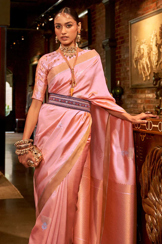 Rose Pink Kanjivaram Saree