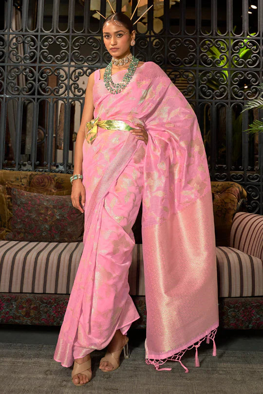 Rose Pink Kanjivaram Saree