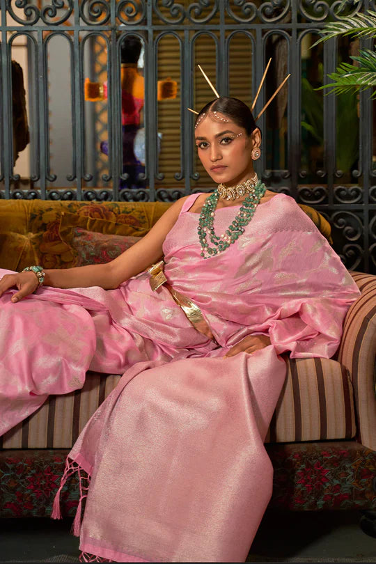 Rose Pink Kanjivaram Saree