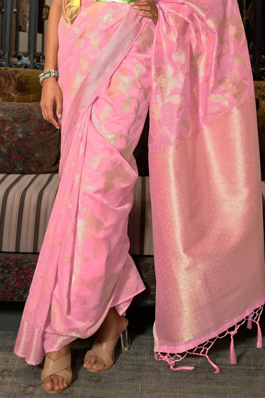 Rose Pink Kanjivaram Saree