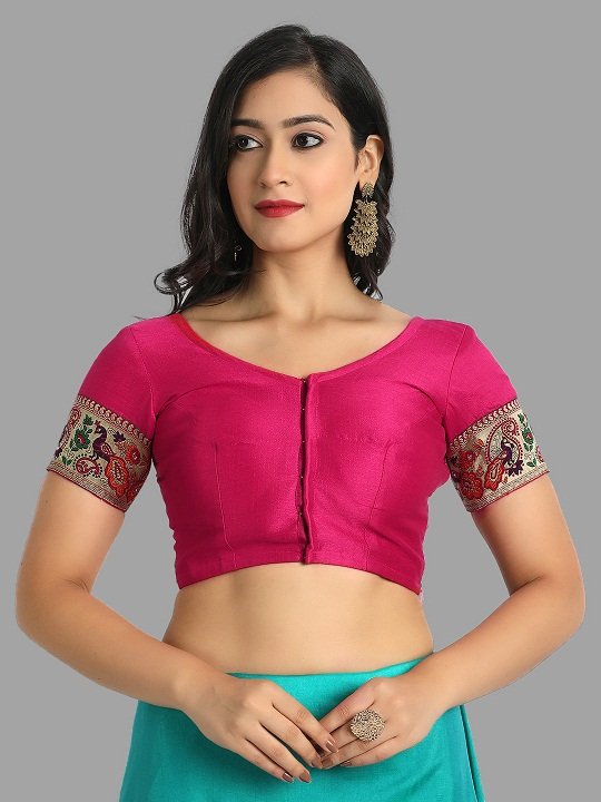 Rama Cobalt Blue And Pink Beautiful Designer Panetar Silk Saree