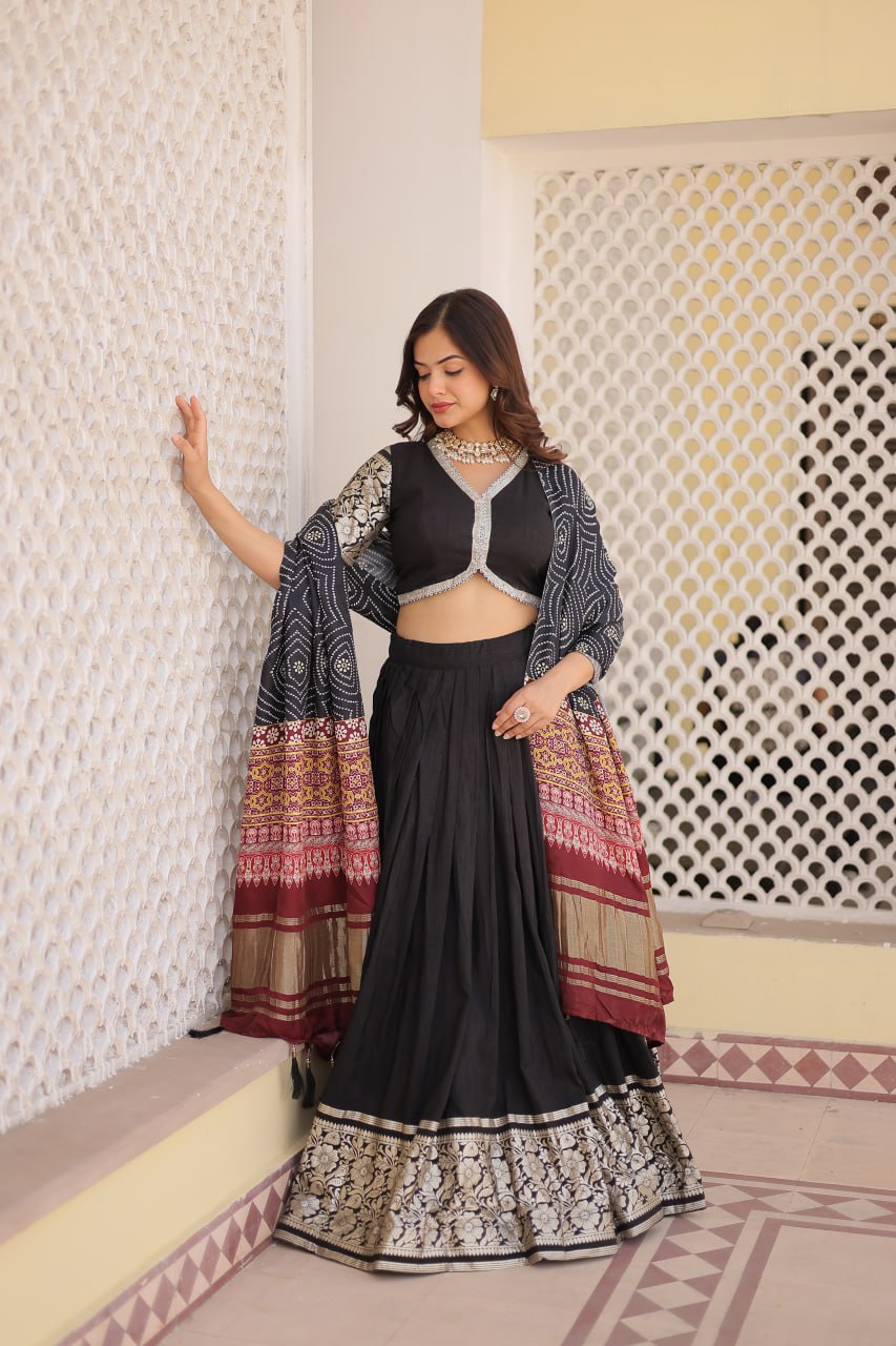 Black Trending Viscose Lehenga Choli With Gajji Silk Dupatta Lehenga Choli