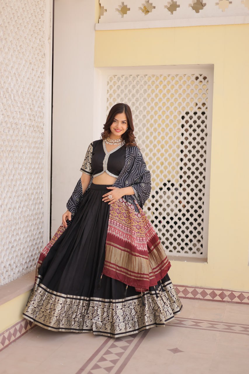 Black Trending Viscose Lehenga Choli With Gajji Silk Dupatta Lehenga Choli