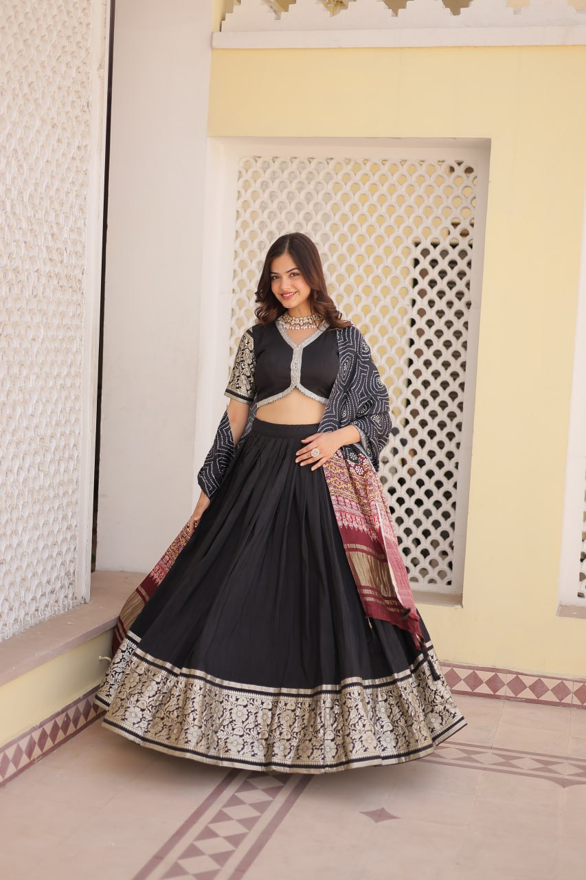 Black Trending Viscose Lehenga Choli With Gajji Silk Dupatta Lehenga Choli