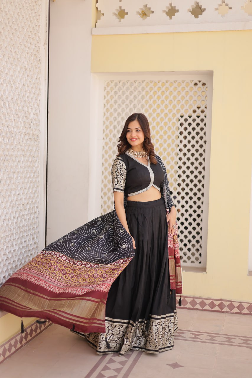 Black Trending Viscose Lehenga Choli With Gajji Silk Dupatta Lehenga Choli
