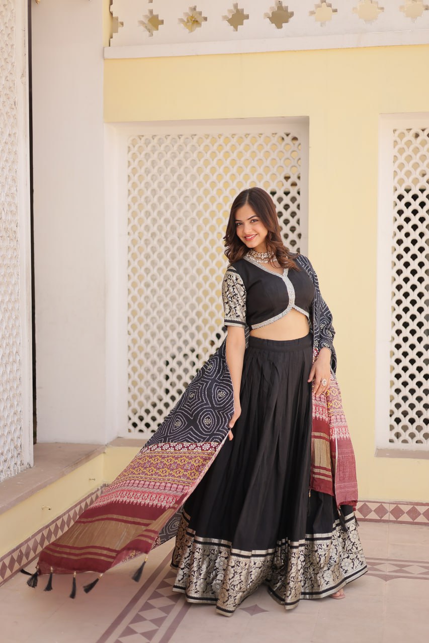 Black Trending Viscose Lehenga Choli With Gajji Silk Dupatta Lehenga Choli