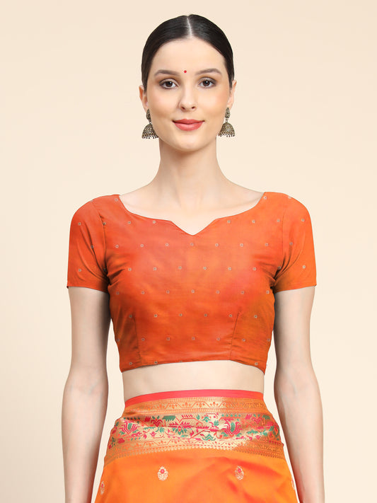 Mustard Color Floral Woven Design Zari Paithani Saree