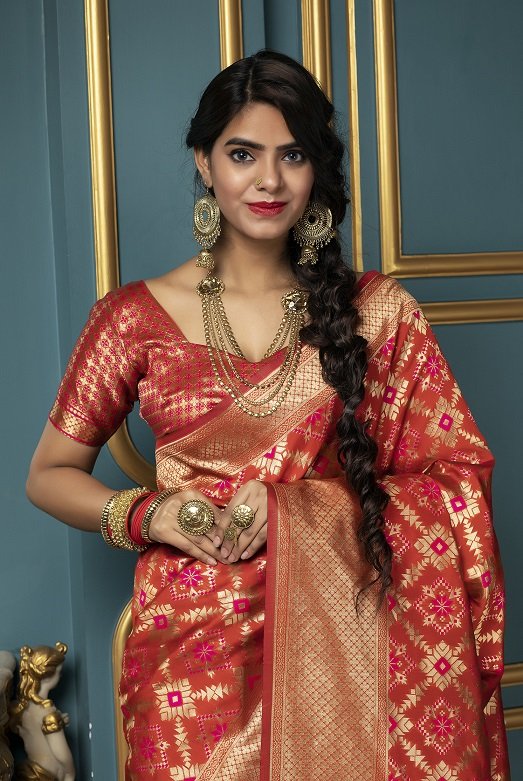 Red Banarasi Weaving Saree Collection
