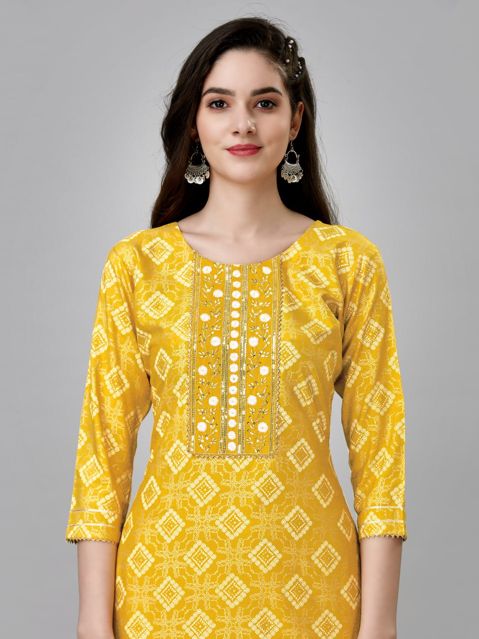 Yellow Color Fully Stiched Rayon Kurti and Pant