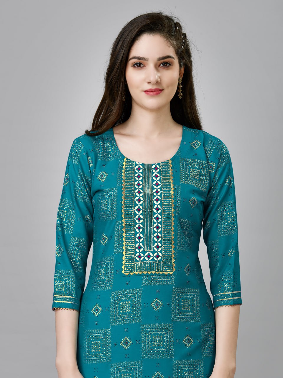 Rama Color Fully Stiched Rayon Kurti and Pant