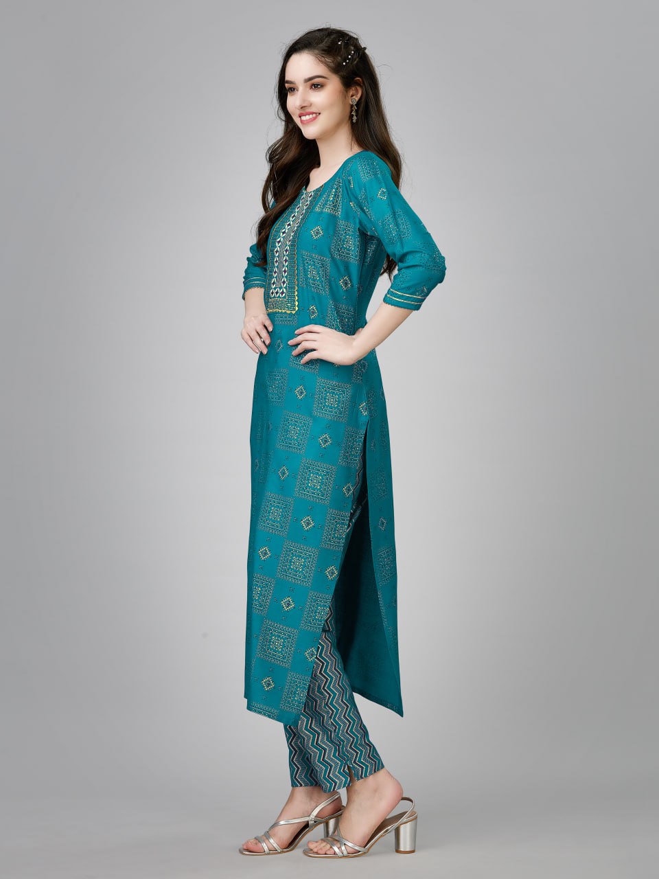 Rama Color Fully Stiched Rayon Kurti and Pant
