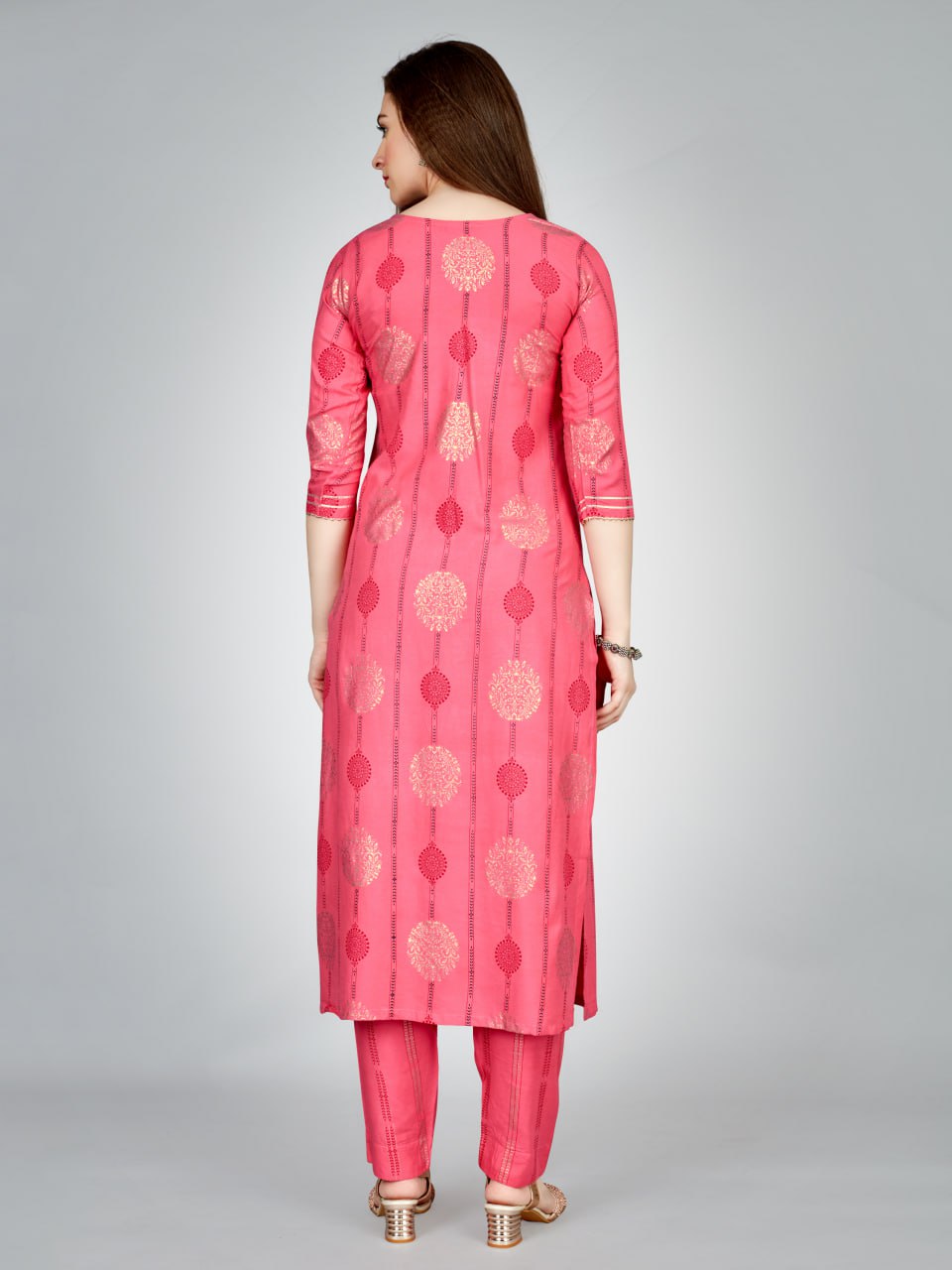 Pink Color Heavy Rayon 14 Kgs With Embroidery Work Kurti and Pant