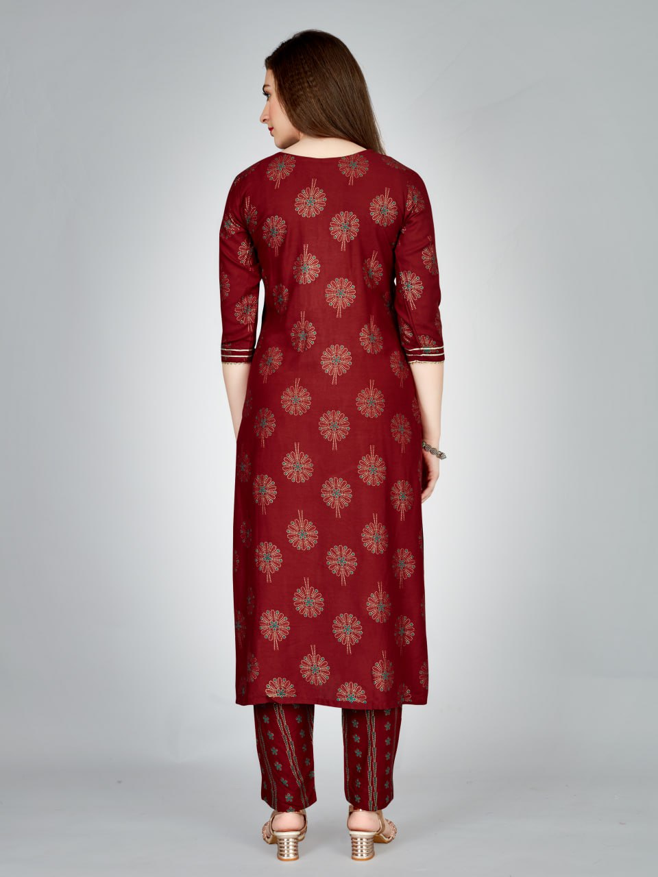 Maroon Color Heavy Rayon 14 Kgs With Embroidery Work Kurti and Pant