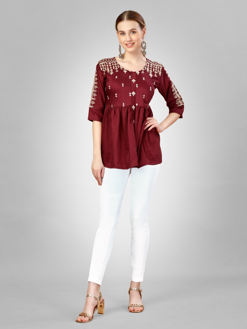 Rust Color Fully Stiched Western Top