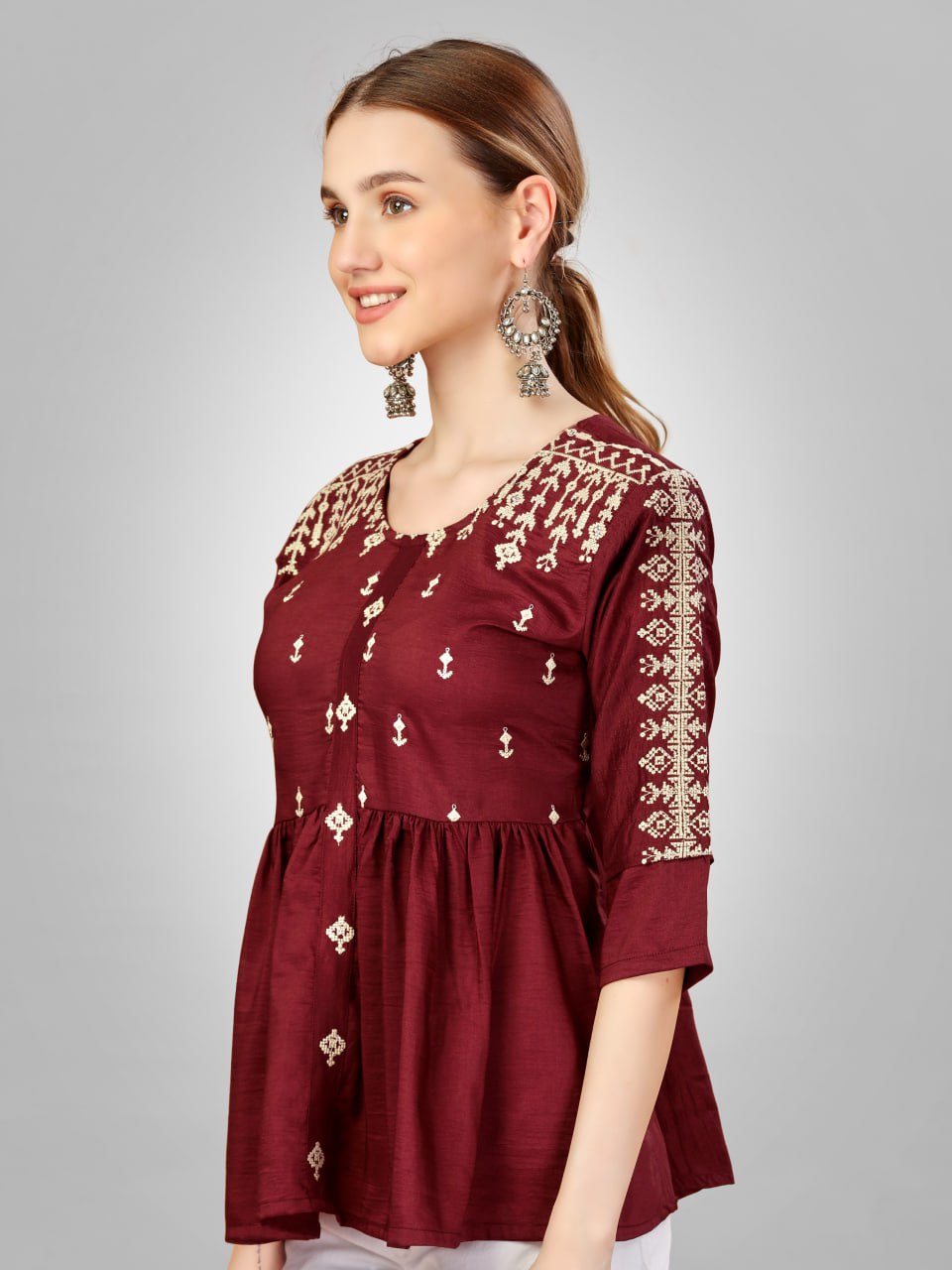 Rust Color Fully Stiched Western Top