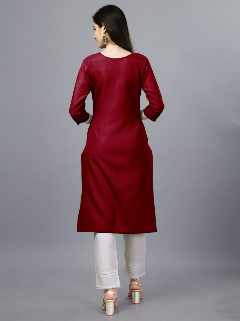 Maroon Color Fully Stiched Casual Embroidery Kurti