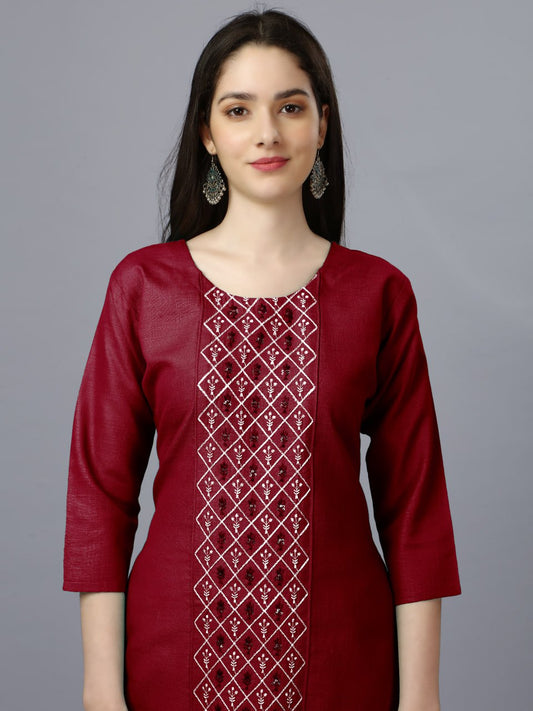 Maroon Color Fully Stiched Casual Embroidery Kurti