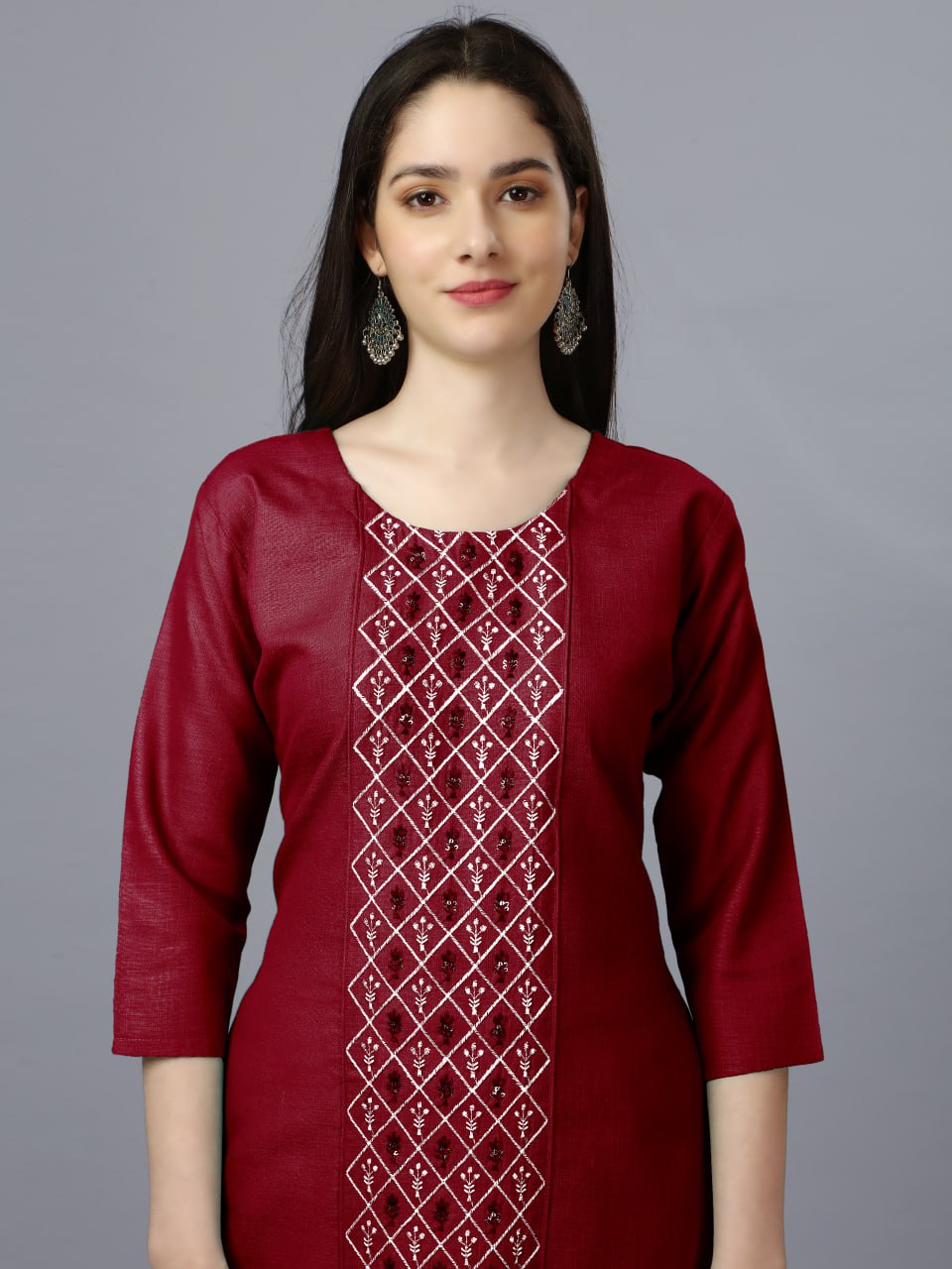 Maroon Color Fully Stiched Casual Embroidery Kurti