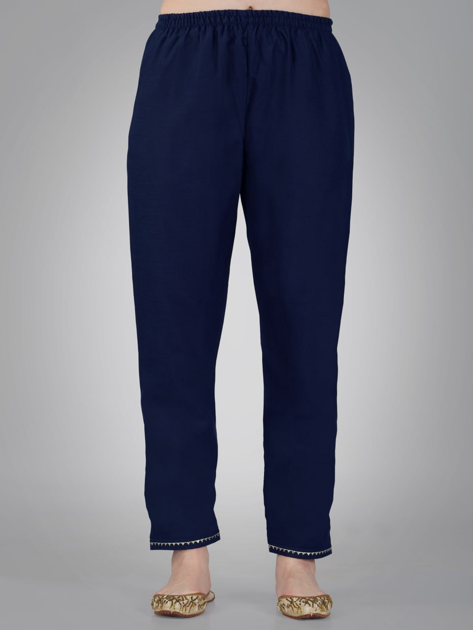 Navy Blue Color Cotton Magic Slub with Embroidery & Sequence Work Pant Kurti Pant Dupatta