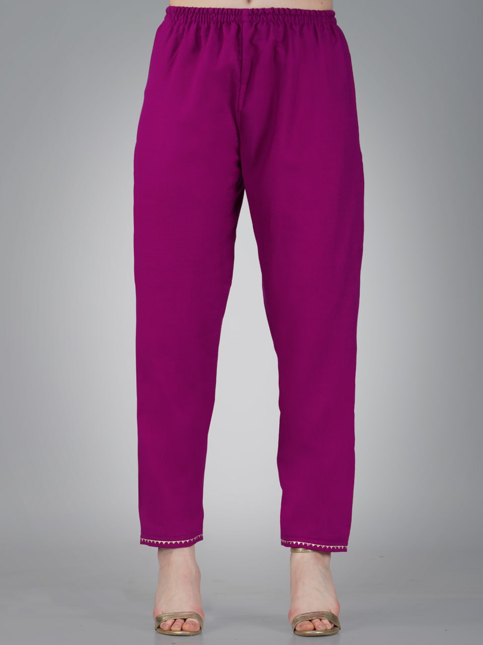 Purple Color Cotton Magic Slub with Embroidery & Sequence Work Pant Kurti Pant Dupatta