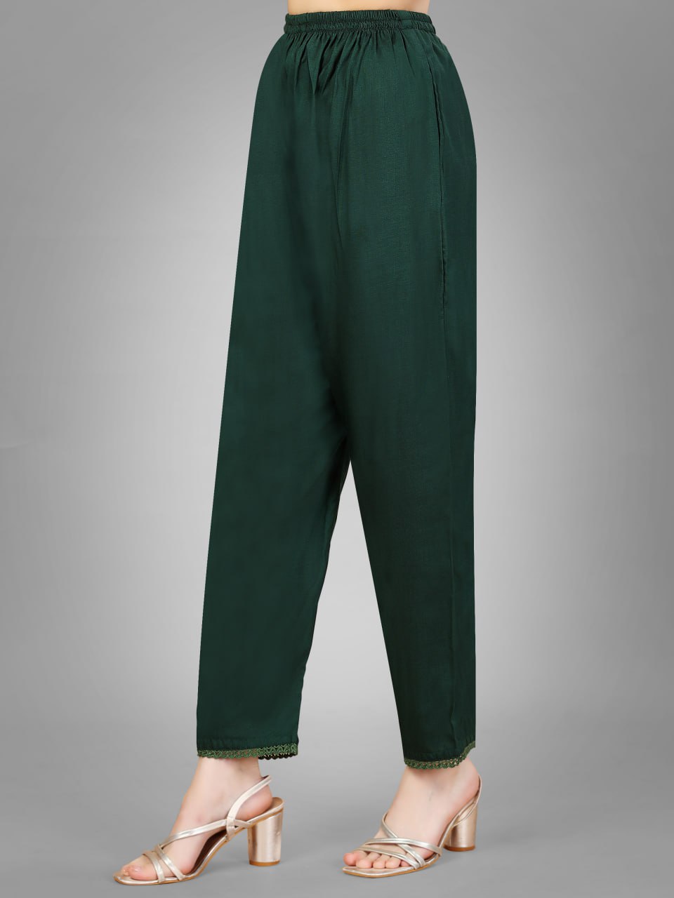 Dark Green Color Silk Blend with Embroidery and Sequence Work Pant - Kurti Pant Dupatta