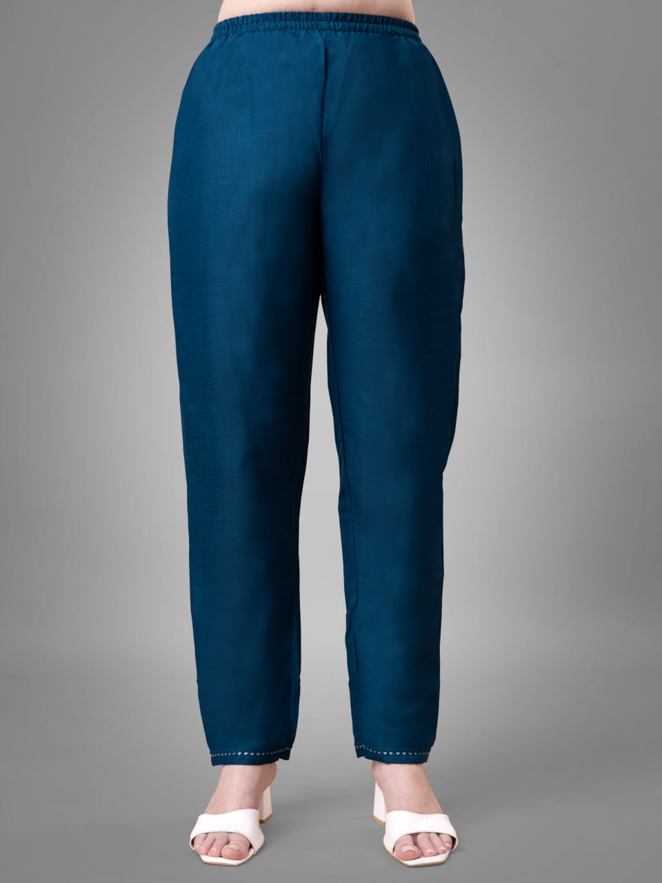 Morpich Colour Rayon Print With Embroidery and Fancy Lace Work Kurti Pant Dupatta