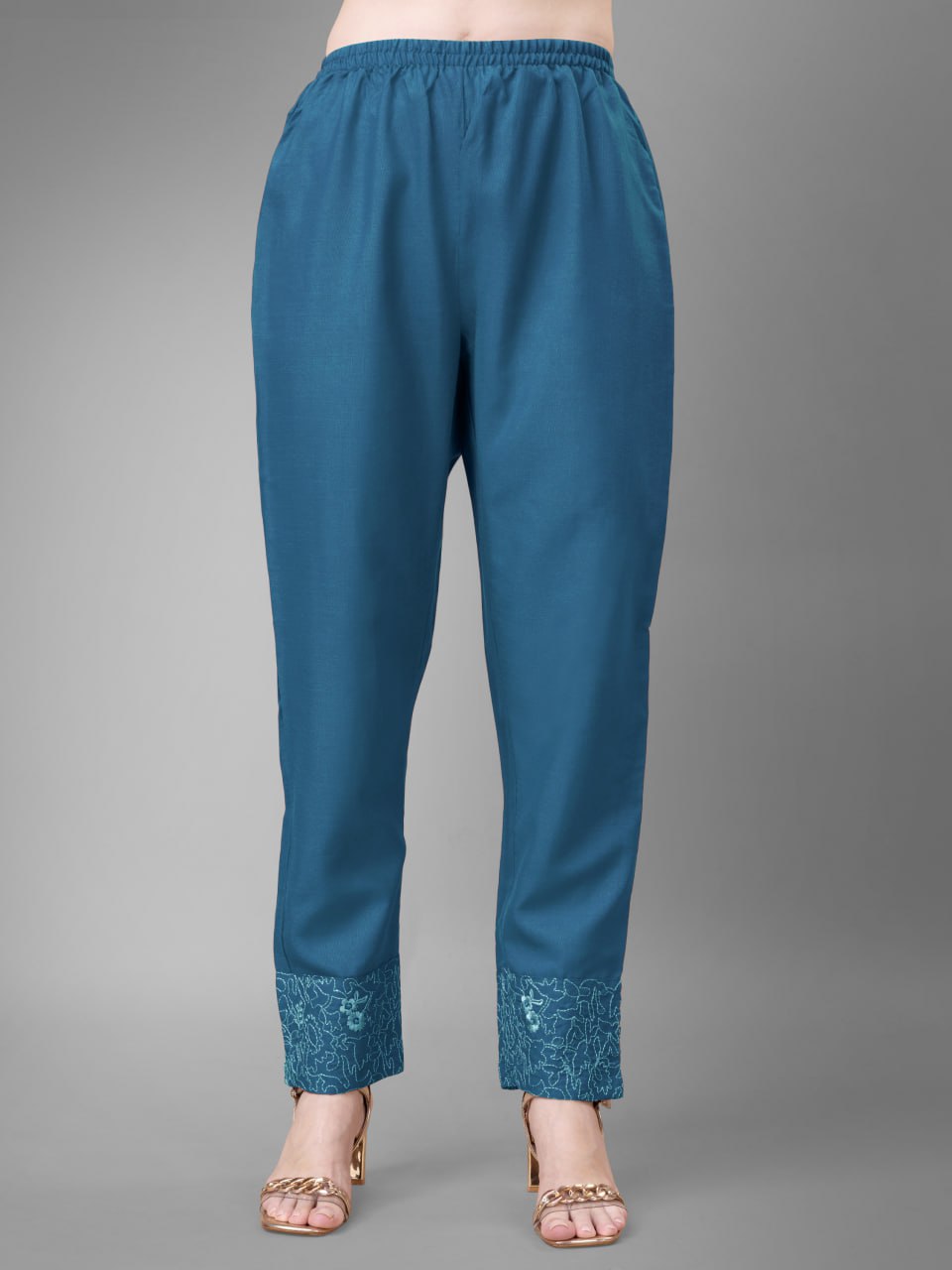 Morpich Colour Rayon Print With Embroidery and Fancy Lace Work Kurti Pant Dupatta