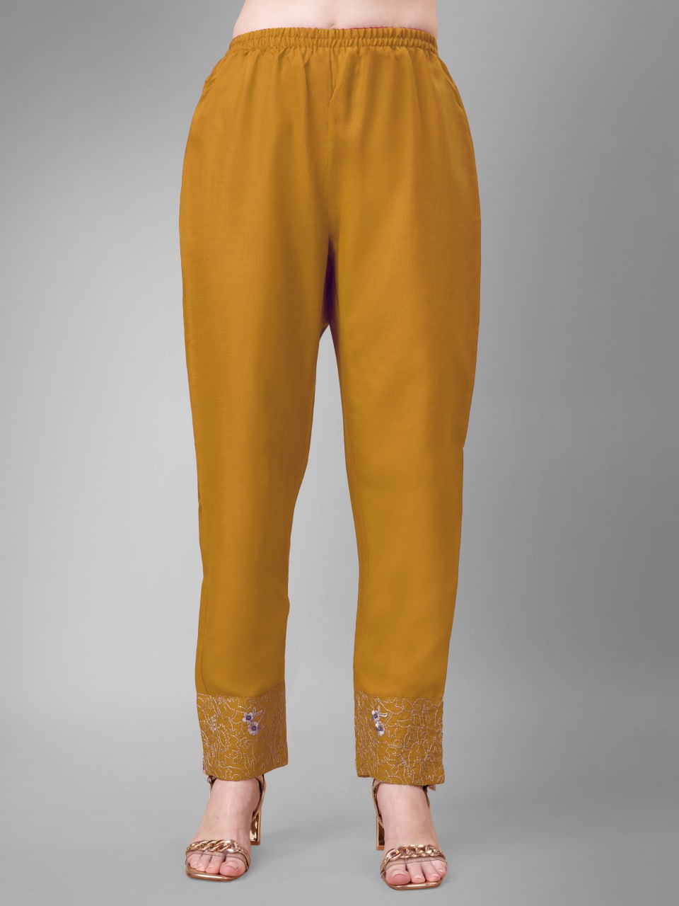 Yellow Colour Rayon Print With Embroidery and Fancy Lace Work Kurti Pant Dupatta