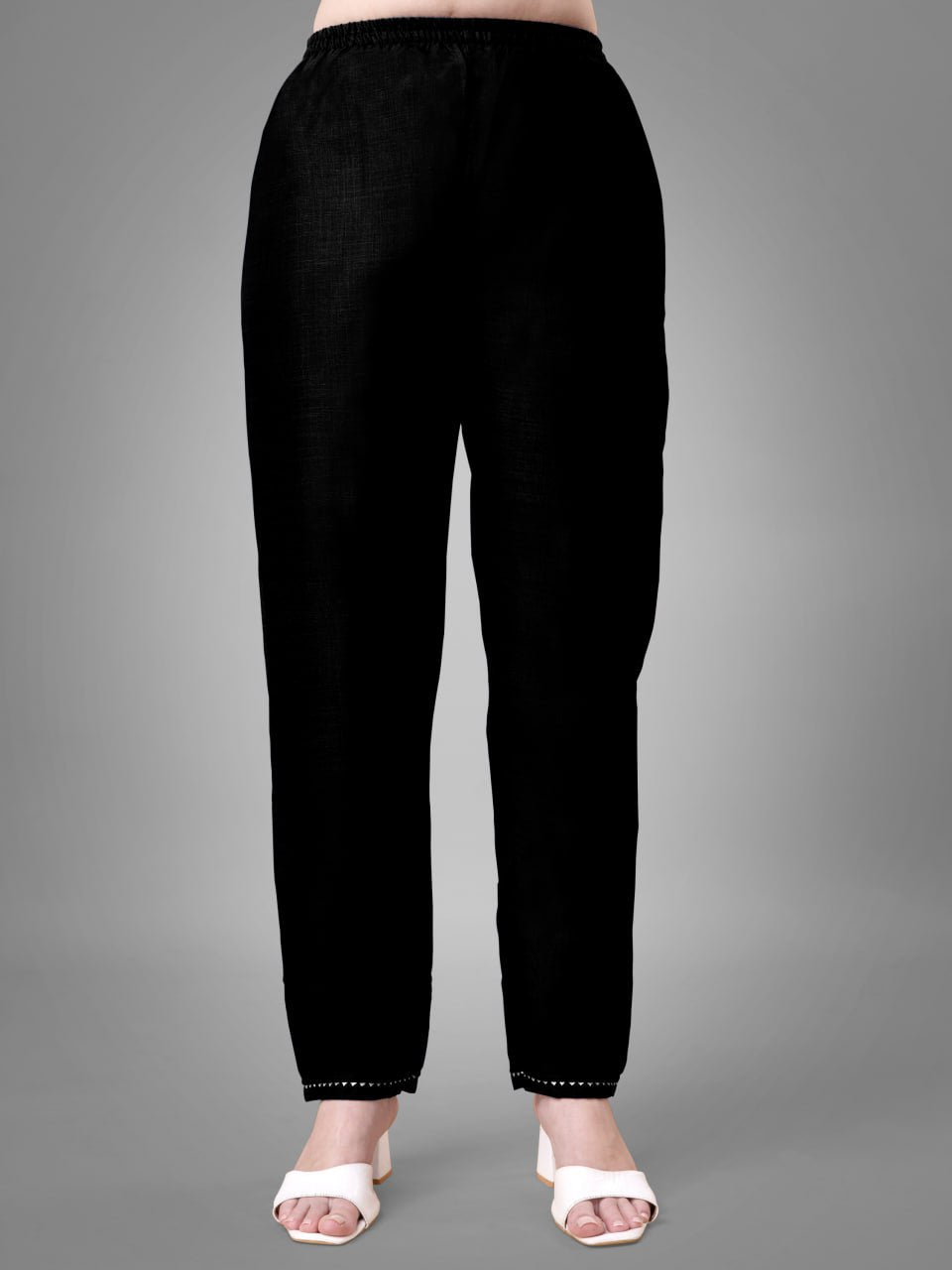 Black Colour Cotton Blend with Embroidery and Sequence Work Kurti Pant