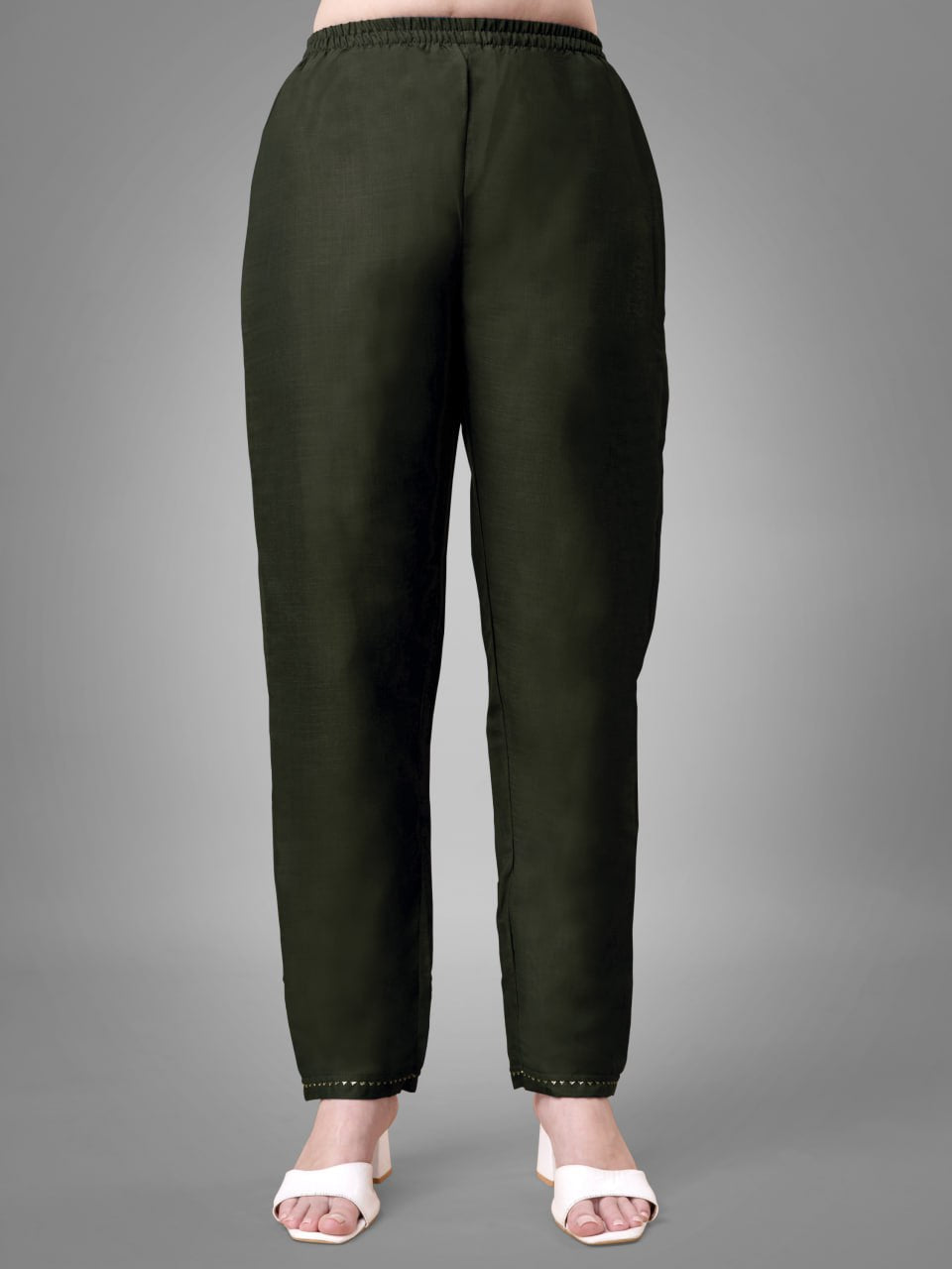 Dark Green Colour Cotton Blend with Embroidery and Sequence Work Kurti Pant